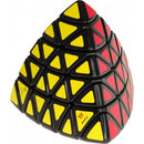 The Professor Pyraminx is a challenging mechanical puzzle shaped like a tetrahedron. It features colorful triangular stickers in yellow, red, and black, ideal for puzzle enthusiasts. The unique design encourages strategic thinking and problem-solving skills.