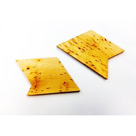 Symmetrick mechanical puzzle by Oy Sloyd AB featuring two intricately shaped wooden pieces. The pieces are crafted from natural wood, showcasing unique textures and grains. Ideal for puzzle enthusiasts and those looking to challenge their spatial reasoning skills, providing a captivating building experience.