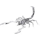 A detailed metal model of a scorpion, crafted with intricate designs and a shiny silver finish. This DIY kit allows enthusiasts to create a stunning tabletop display with realistic features.