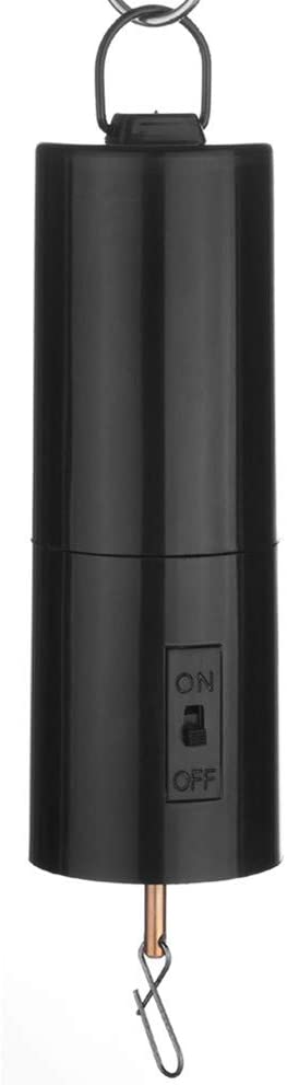 A black display motor with a chrome spiral design. Features an ON/OFF switch and a metal hook for attachment. Ideal for various display or decorative purposes.