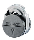 A stylish and intricate cast padlock from Hanayama, featuring a sleek silver and dark gray design. The padlock is depicted in a closed position, showcasing its mechanical complexity and high-quality craftsmanship. Ideal for puzzle enthusiasts, it challenges users to figure out how to unlock it, combining functionality with engaging problem-solving.