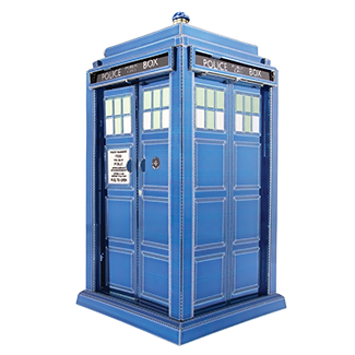 Metal Earth DIY model kit of the TARDIS from Dr. Who, featuring intricate metal sheets that can be assembled into the iconic blue police box. Ideal for fans and hobbyists who enjoy crafting detailed replicas.
