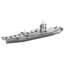 A detailed metal model of the USS Theodore Roosevelt aircraft carrier, showcasing intricate design and features. This diorama kit allows for a creative build experience, ideal for model enthusiasts and collectors.