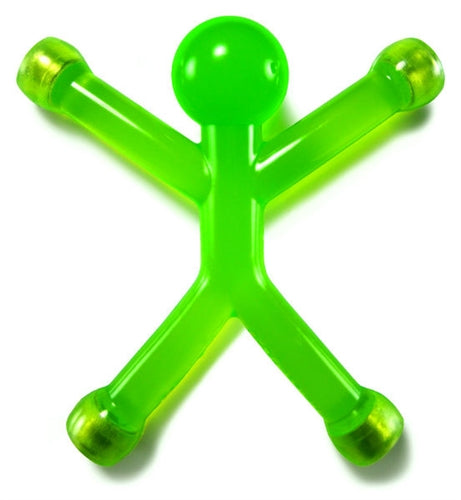 The Mini QMan Translucent in Lime, a quirky and fun fidget toy, features a translucent green figure with outstretched arms and legs, perfect for stress relief and playful interaction.