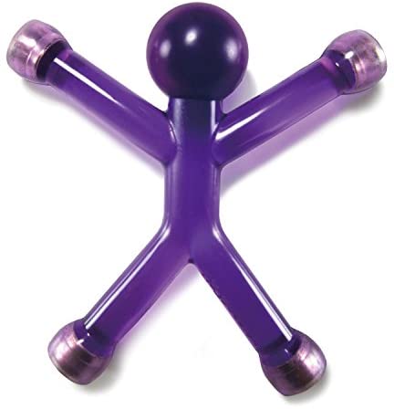 A Mini QMan Translucent in purple color, featuring a flexible, stick-figure design with rounded arms and legs. The figure has a round head and translucent material that allows light to pass through, providing an engaging visual effect. Ideal for stress relief and sensory stimulation.