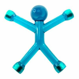 A playful Mini QMan in a translucent sea blue color. This fidget toy features a small figure with outstretched arms and legs, designed for tactile stimulation and stress relief. Its vibrant color makes it an eye-catching accessory for both children and adults.