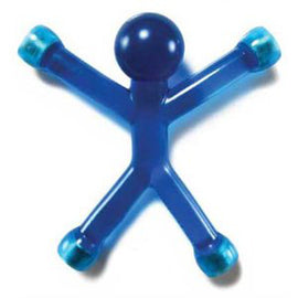 Mini QMan Translucent in blue color, designed as a playful fidget toy. Its vibrant translucent body features four extended arms and a rounded head, making it an engaging item for stress relief and sensory play.