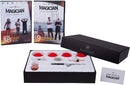 A boxed set titled 'How To Be A Magician' by US Playing Card Co., featuring two instructional DVDs and a collection of magician props including red balls and a wand. The packaging displays the Ellusionist logo and various tools needed for performing magic tricks.