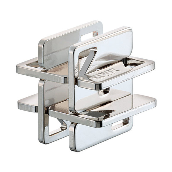 The Cast Hashtag by Hanayama is a unique mechanical puzzle featuring interlocking metal pieces designed to challenge your problem-solving skills. Its shiny, silver finish and intricate design make it an eye-catching addition to any collection, perfect for puzzle enthusiasts.