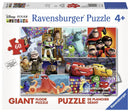 Ravensburger jigsaw puzzle featuring beloved Pixar characters. Includes 60 pieces showcasing iconic scenes and characters from Toy Story, Finding Nemo, Monster's Inc., and more, designed for kids aged 4 and up. The puzzle is visually appealing, with vibrant colors and sturdy pieces.