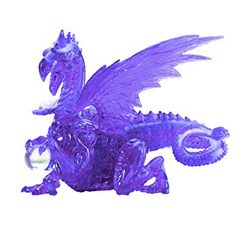 A beautiful 3D crystal jigsaw puzzle featuring a majestic purple dragon. The dragon is intricately designed with detailed scales, wings, and a crystal ball, radiating an enchanting glow. This artistic piece showcases both a puzzle aspect and a decorative element, perfect for dragon enthusiasts and puzzle lovers alike.