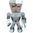 The Metal Earth Cyborg DIY kit features a detailed, colorized 3D model of a cyborg character. The assembly showcases intricate design and vibrant colors, perfect for crafting enthusiasts and fans of robotics.