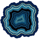 An intricately designed jigsaw puzzle featuring a vibrant agate pattern in various shades of blue and black. The puzzle pieces fit together to form a unique abstract design resembling the natural layers of agate stone, offering an engaging and artistic challenge for puzzle enthusiasts.