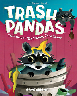 The Trash Pandas card game by Gamewright features playful raccoons amid colorful trash. Designed for 2-4 players, ages 8+, this entertaining game invites players to engage in a fun raccoon-themed adventure.