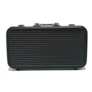 BLK Aluminum Poker Set 300 by Wood Expressions, featuring a sleek black case with a textured finish. Ideal for game nights, this set includes everything needed for poker enthusiasts.