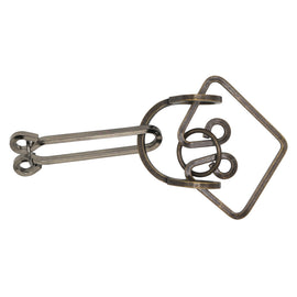 The Mortarboard Mechanical puzzle from Eureka Puzzles, featuring an intricate metallic design reminiscent of a graduation cap. This clever mechanical puzzle challenges users to carefully maneuver the pieces to solve the riddle, showcasing both aesthetic elegance and engaging fun. Ideal for puzzle enthusiasts and collectors, this item combines creativity and cognitive challenge.