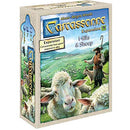 Carcassonne: Expansion 9 – Hills & Sheep board game box featuring a pastoral landscape with hills and sheep, and a farmer tending to his flock. The artwork displays vibrant scenery and is designed for players looking to enhance their Carcassonne gameplay experience.