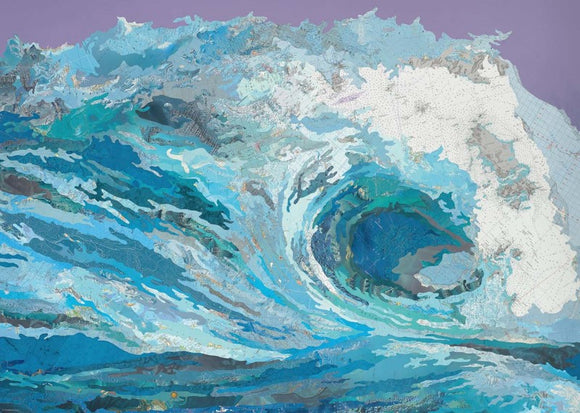 Map Wave jigsaw puzzle featuring an intricately designed ocean wave in vibrant shades of blue and green. The artwork combines elements of cartography and nature, making it a visually stunning puzzle. Ideal for puzzle enthusiasts and nature lovers alike.