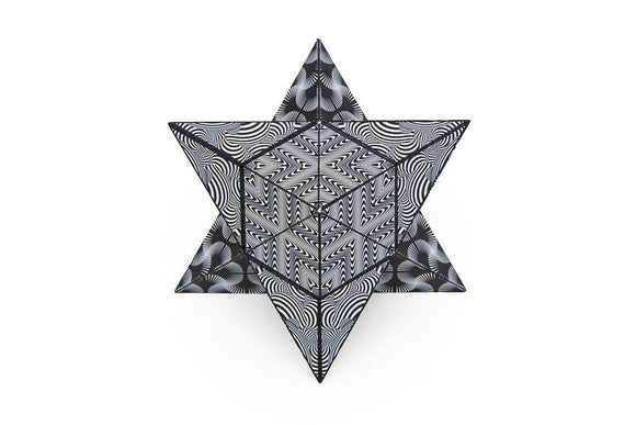 Shashibo Black & White by Geobenders is a captivating mechanical puzzle featuring intricate black and white patterns. It can be manipulated into various shapes, providing both challenge and artistic expression. The star-shaped design is visually striking and offers hours of engaging play.