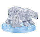 A stunning 3D crystal jigsaw puzzle featuring a polar bear and her cub, intricately designed with clear pieces that resemble ice, placed on a light blue base. Perfect as a decorative piece or a challenging puzzle for enthusiasts.