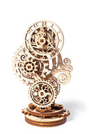 The UGears 3D Steampunk Clock is a beautifully crafted mechanical puzzle made of light wood. It features intricate gears and clock hands combining steampunk aesthetics with playful functionality. The design showcases swirling shapes and detailed carvings, offering an engaging DIY experience as users assemble this unique clockwork model.