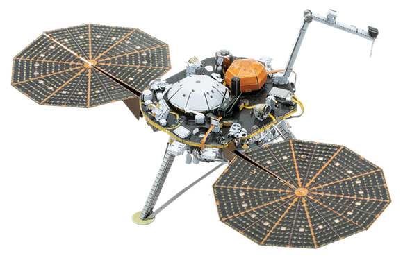The Metal Earth Mars Lander Insight DIY kit from Fascinations features a detailed metal model of the Mars lander with intricate components including solar panels and scientific instruments. Ideal for enthusiasts and hobbyists, this kit encourages creativity and precision in assembly.