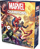 The Marvel Champions LCG Core Set is displayed, featuring iconic Marvel superheroes like Spider-Man, Iron Man, and the Hulk on the colorful box art. This cooperative card game offers thrilling gameplay as players team up to battle iconic villains in the Marvel universe. Suitable for 1-4 players, it's designed by Michael Boggs, Nate French, and Caleb Grace.