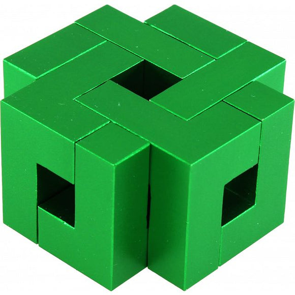 Victory Puzzle by Puzzle Master is a green mechanical puzzle featuring interlocking segments that create a captivating geometric shape. The sleek, modern design invites both challenge and creativity, suitable for puzzle enthusiasts and beginners alike. Made from high-quality materials, it emphasizes engagement and problem-solving skills.