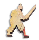 A uniquely shaped jigsaw puzzle piece depicting a samurai warrior in a dynamic pose, showcasing intricate details and vibrant colors that reflect the theme of the Sage of Yamatai puzzle by Roch Urbaniak from Artifact Wooden Puzzles.