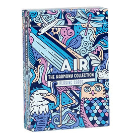 A beautifully designed playing card deck titled 'The Harmony Collection: Air' by US Playing Card Co. The packaging features vibrant colors and intricate illustrations of birds, airplanes, and natural elements, showcasing a whimsical and enchanting theme. Ideal for card games and collectors.