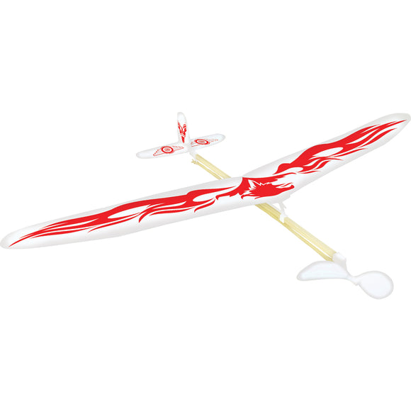 The Phoenix Model Airplane by House of Marbles features a sleek, aerodynamic design with vibrant red flame graphics on a white body. Made from lightweight materials, this DIY kit encourages creativity and hands-on building experience. Perfect for young aircraft enthusiasts, it combines fun and education in model building and flying.