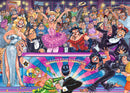 Wasgij Original 30 Strictly jigsaw puzzle by Jumbo featuring a humorous and chaotic scene inspired by a talent show with colorful animated characters celebrating and performing on stage, creating a fun and engaging experience for puzzlers.