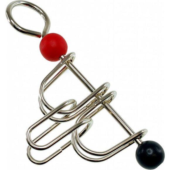 Zauberschlussel by Jean-Claude Constantin is a mechanical puzzle designed to challenge your mind. It features a unique metallic structure with colorful beads, providing an engaging experience as you attempt to figure out the solution.