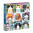 The Bookish Cats jigsaw puzzle features a colorful design with 9 adorable cat illustrations, including cats in various playful and literary poses. Each cat is uniquely illustrated with vibrant colors and whimsical backgrounds, making it an appealing puzzle for cat lovers and puzzle enthusiasts alike. The box includes a total of 500 pieces, perfect for an engaging and delightful puzzling experience.