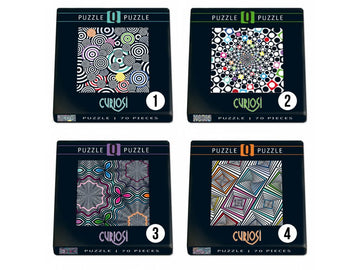 Q Series Pop: 04 jigsaw puzzle by Curiosi, featuring vibrant, intricate designs. The puzzle box displays colorful patterns and geometric shapes, with 70 pieces included.