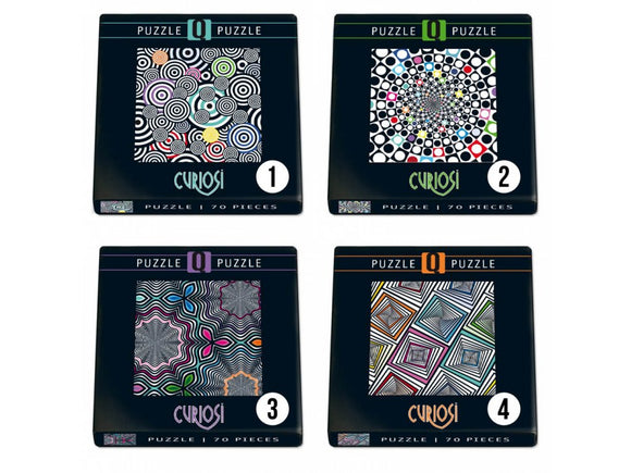 Q Series Pop: 04 jigsaw puzzle by Curiosi, featuring vibrant, intricate designs. The puzzle box displays colorful patterns and geometric shapes, with 70 pieces included.
