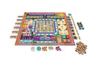 Merv: The Heart of The Silk Road board game by Osprey Games featuring a colorful board with intricate designs, resource tokens, player pieces, and cards spread out on a white background, ideal for strategic gameplay.