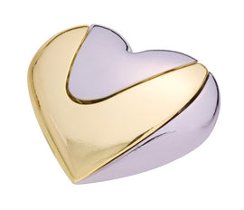 The Cast Love mechanical puzzle from Hanayama features a beautifully designed heart shape, with a shiny gold and silver finish that intertwines elegantly. This intricate puzzle challenges you to separate the two components and then reassemble them, providing both a visual delight and a stimulating brainteaser.