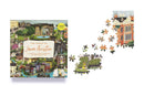 The World of Jane Austen jigsaw puzzle featuring vibrant illustrations of characters and iconic houses from Jane Austen's novels. Includes 1000 pieces for a delightful challenge.