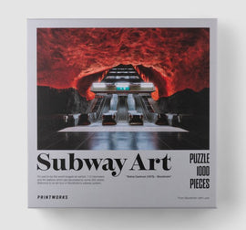 The Subway Art Fire jigsaw puzzle by Printworks features a stunning design of the Stockholm subway system, showcasing vibrant colors and artistic elements. The puzzle consists of 1000 pieces and invites creativity and relaxation as you assemble this unique artwork.