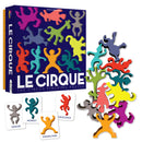 Le Cirque is a colorful stacking puzzle by Gamewright featuring various circus-themed figures. It includes a vibrant box and cards depicting characters like Dancer, Monkey, and Crocodile. Great for enhancing creativity and spatial awareness while providing fun for all ages.