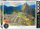 Eurographics Machu Picchu Jigsaw Puzzle featuring a beautiful scenic view of the ancient Incan city, set against lush green mountains and a blue sky. The puzzle includes 1000 pieces and depicts intricate details of the ruins and surrounding landscape, making it perfect for puzzle enthusiasts and nature lovers alike.