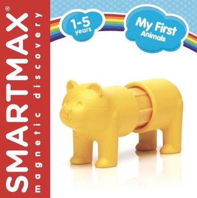 Smartmax My First Animal Bear is a colorful, yellow, bear-shaped toy designed for children aged 1-5. It features a smooth, rounded design and is part of a collection that encourages magnetic discovery and imaginative play.