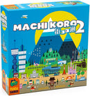 Machi Koro 2 board game by PANDASAURUS GAMES, featuring a colorful box design with illustrations of a vibrant cityscape, mountains, and various structures, inviting players into a fun and engaging gameplay experience.