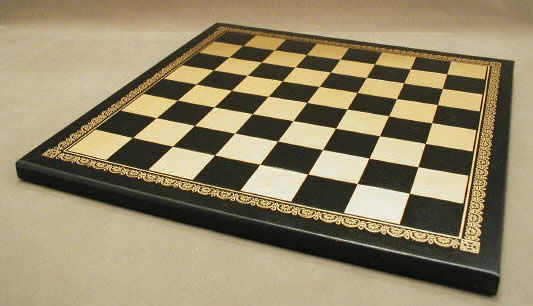 13" Pressed Black & Gold Leather Chess Board