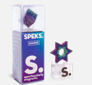 The Speks Unwind Gradient is a colorful fidget toy that features a star-shaped magnetic design. It is showcased in a clear packaging with a vibrant blue background labeled 'SPEKS. unwind.' The toy consists of small, colorful magnetic beads that can be manipulated into various shapes, offering a hands-on sensory experience.