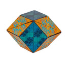 The Cubendi: Twist is a colorful mechanical puzzle featuring a unique geometric design with vibrant orange, blue, and turquoise patterns arranged in a diamond-like shape. Each panel of the puzzle showcases intricate textures, inviting users to explore its twisting motions for a fun and engaging experience.