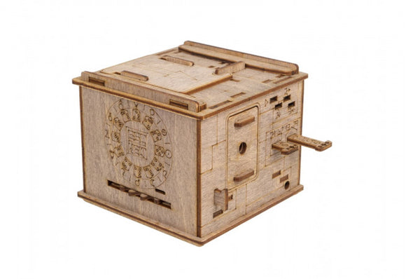 The Space Box by EscapeWelt is a mechanical puzzle made of intricately designed wood, featuring multiple interactive elements, gears, and a unique locking mechanism. This engaging puzzle encourages problem-solving and dexterity, making it a perfect gift for enthusiasts and curious minds.