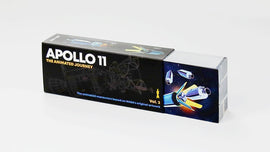 FlipBoku: Apollo 11 Vol 2 by Boku Flipbooks, showcasing a vibrant box design featuring the title 'Apollo 11: The Animated Journey' and illustrations of spacecraft. This product offers animated maneuvers based on NASA's original artwork.