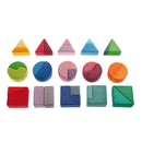 A vibrant, multi-shaped building set featuring colorful wooden pieces including triangles, squares, and circles. This educational toy encourages creativity and fine motor skills in children, with each piece crafted from high-quality wood and painted in non-toxic colors.